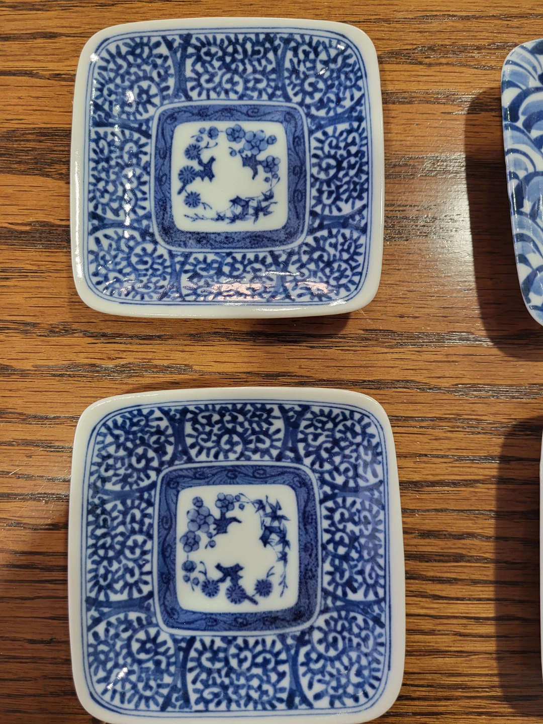 Set of 12 Blue and White Ceramic Square Side Plates - photo 2