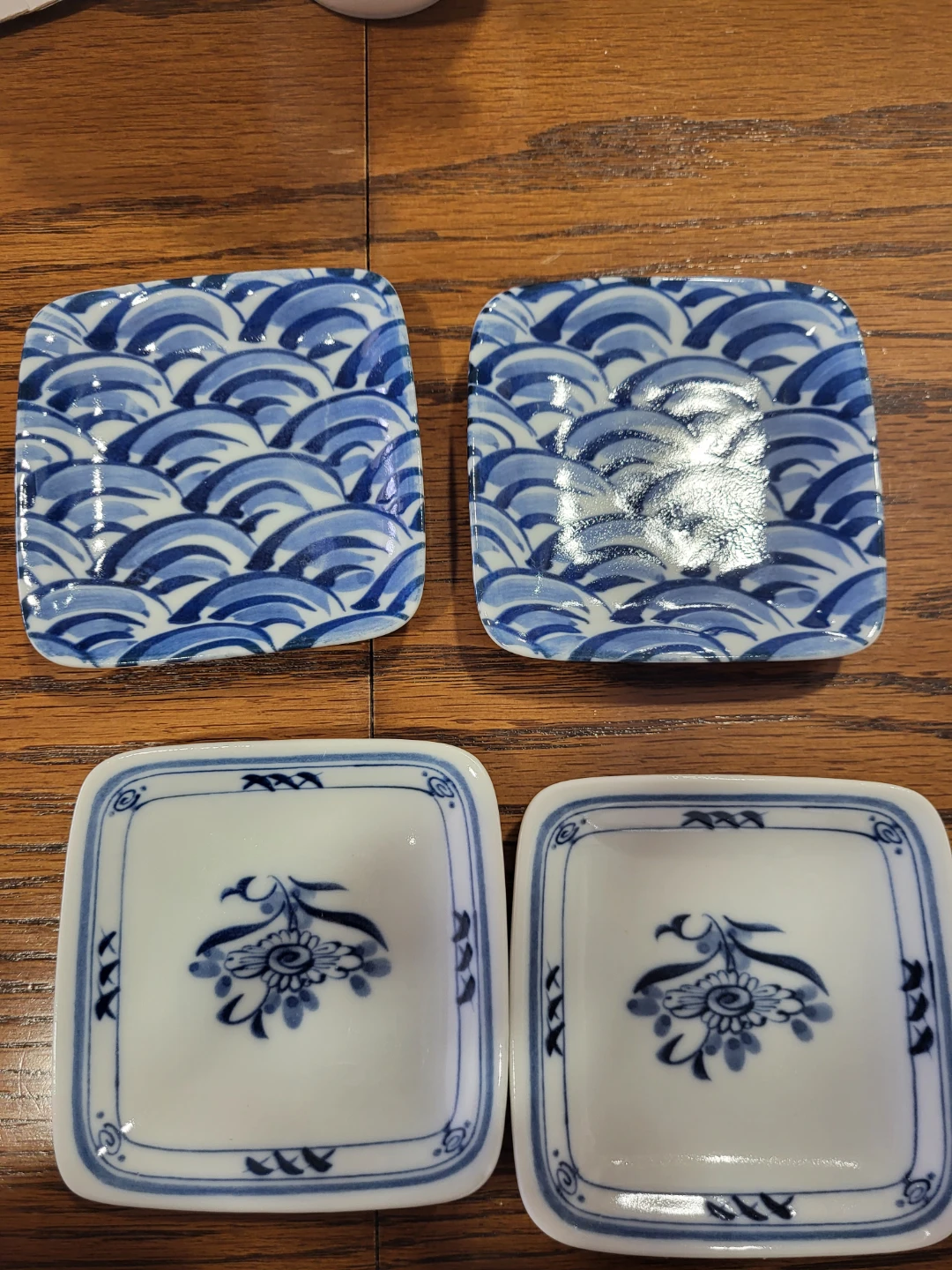 Set of 12 Blue and White Ceramic Square Side Plates - photo 3