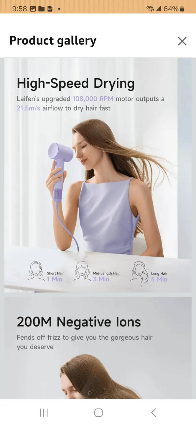 Laifen Ionic Hair Dryer - Purple - photo 3