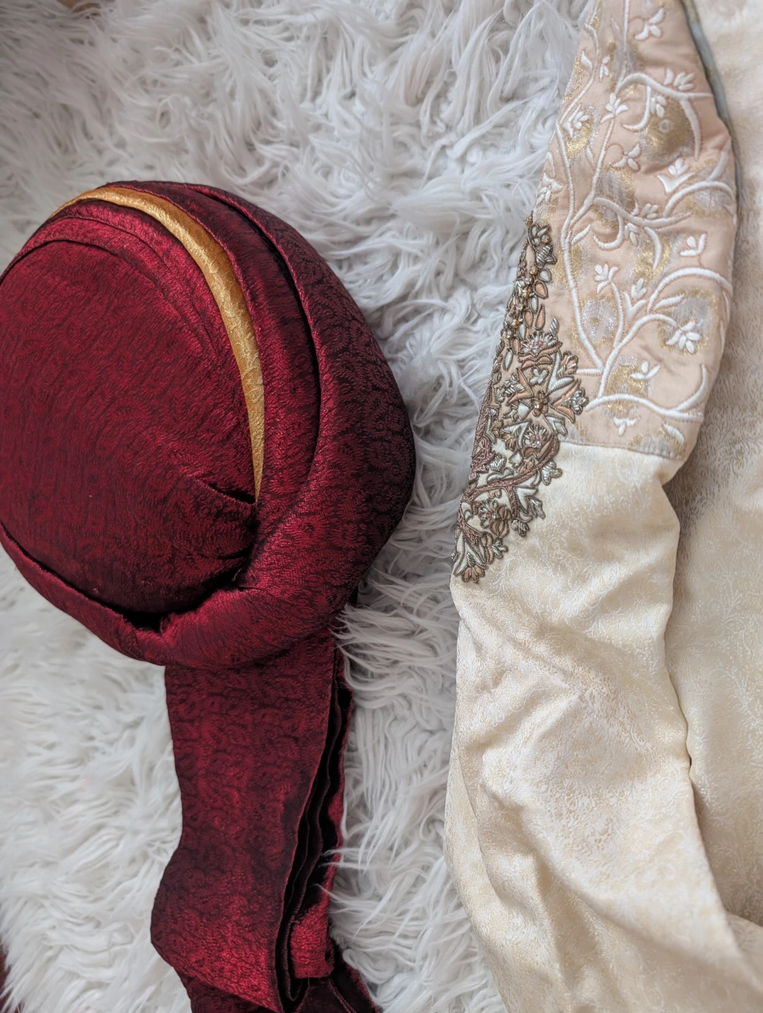 Amir Adnan Cream Sherwani with Red Turban - photo 5