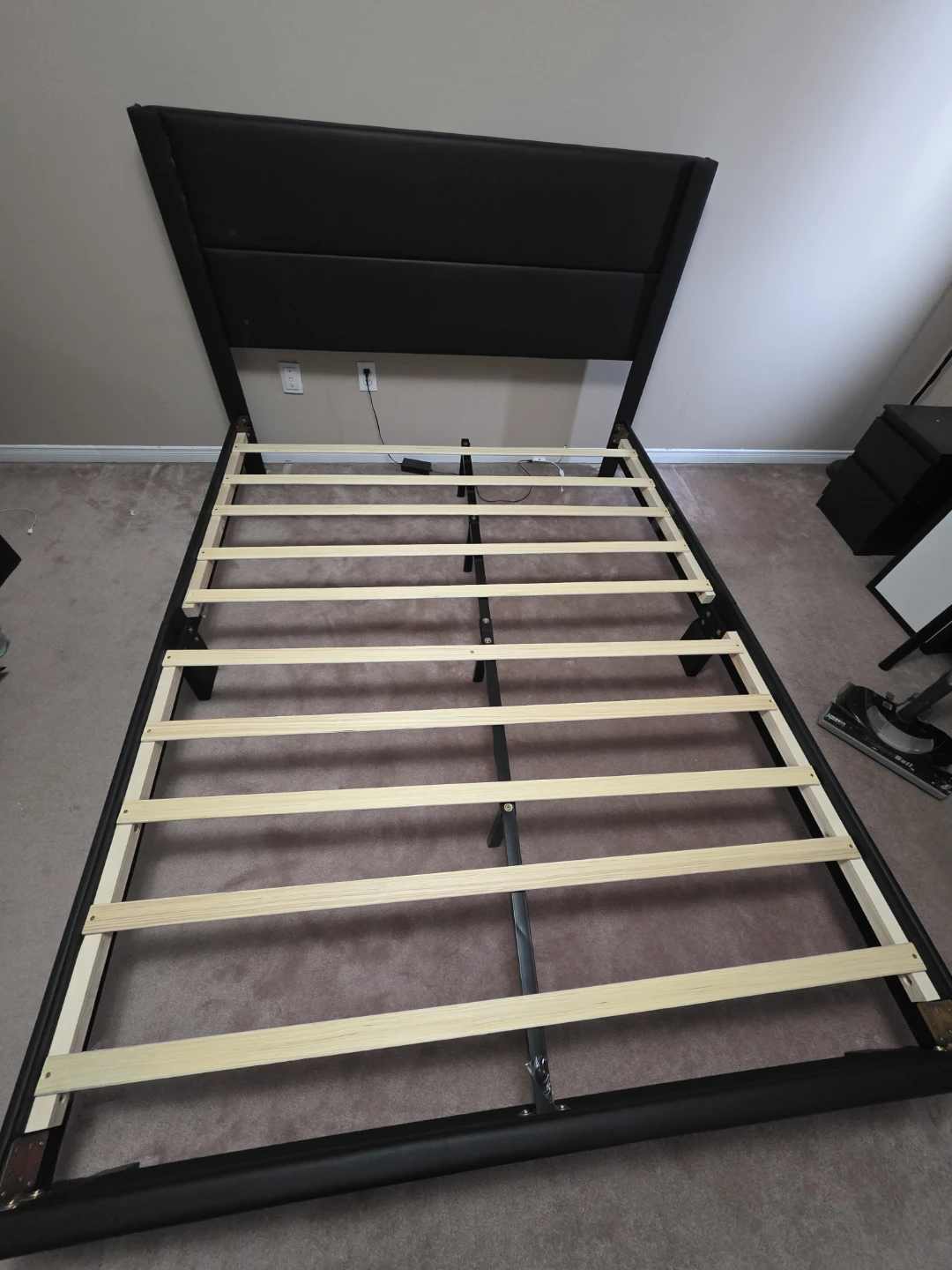 Black Upholstered Queen Bed Frame