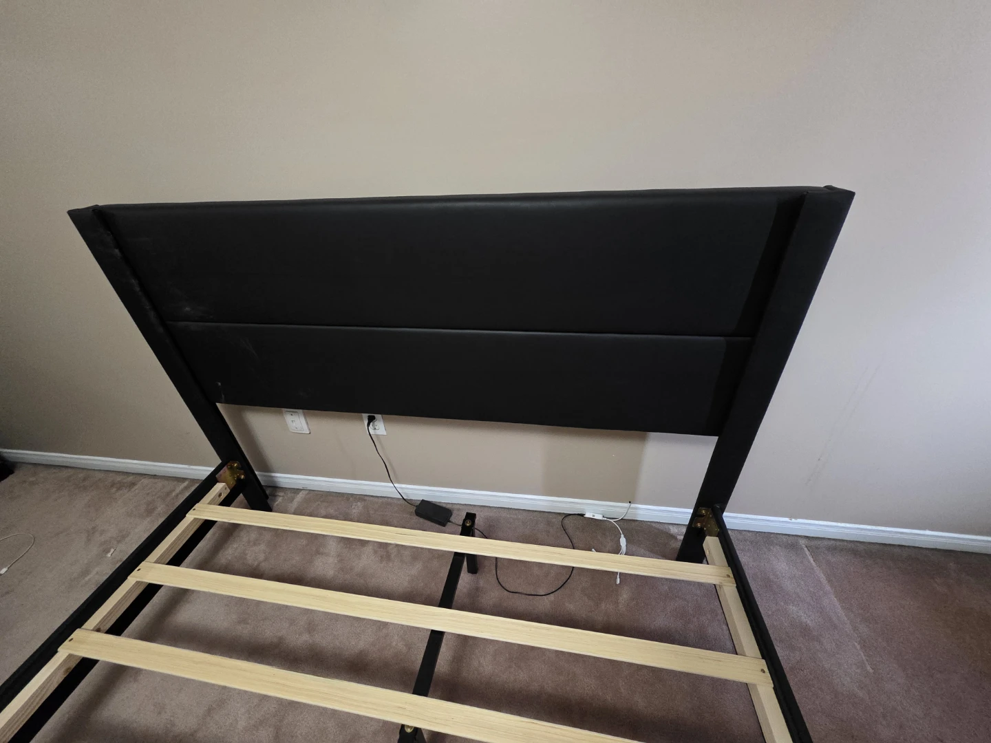 Black Upholstered Queen Bed Frame - photo 2