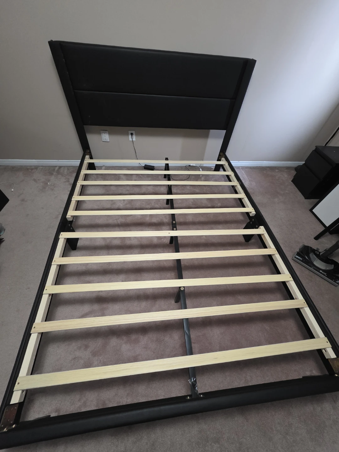 Black Upholstered Queen Bed Frame - photo 3