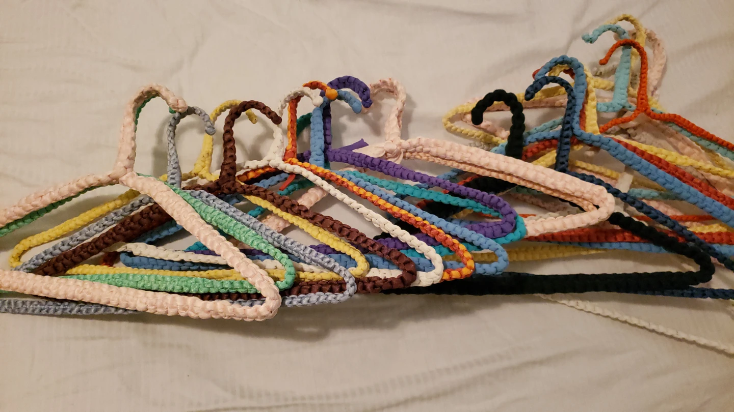 Bundle of 24 braided colourful hangers