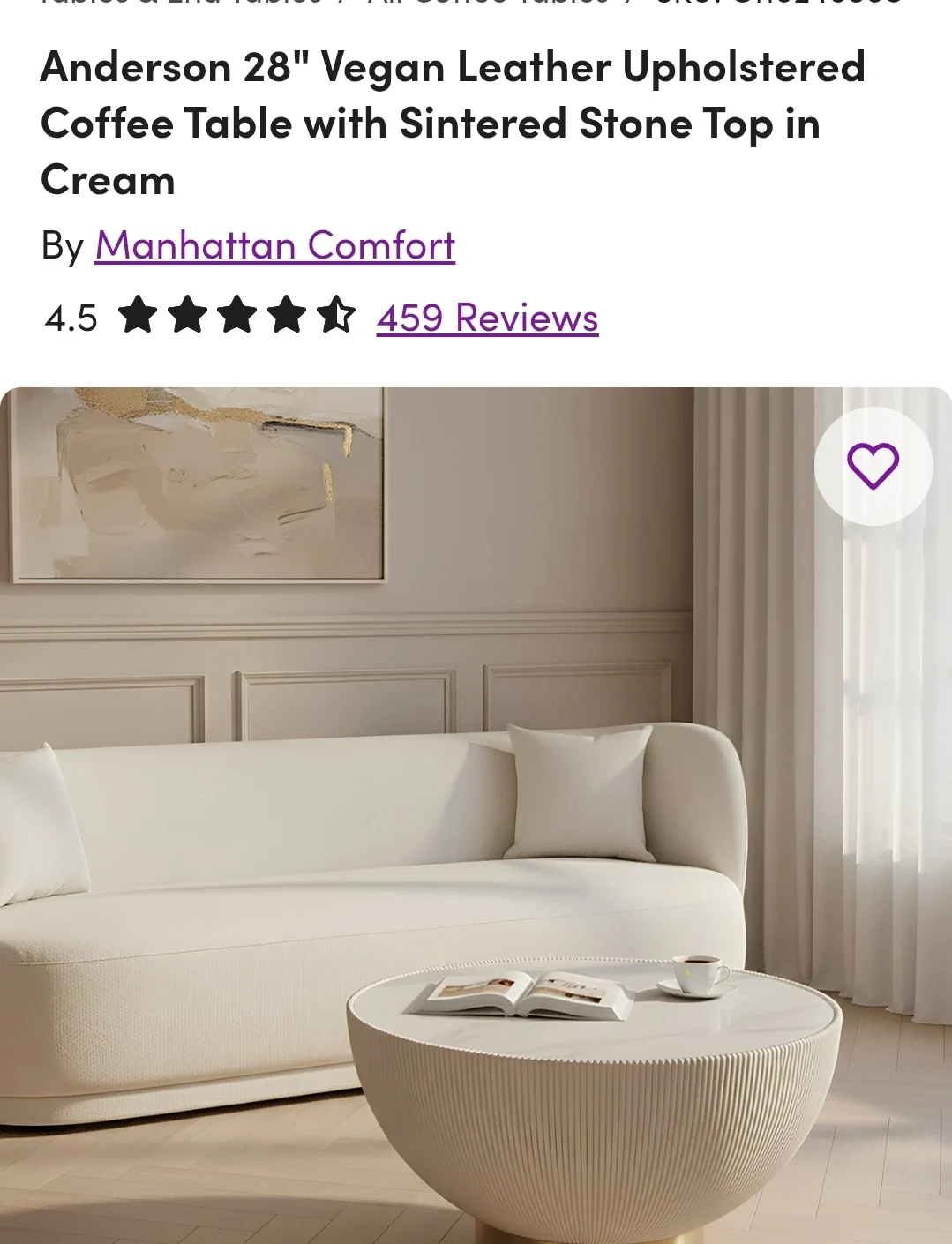 Textured Round Coffee Table with Gold Base - photo 2