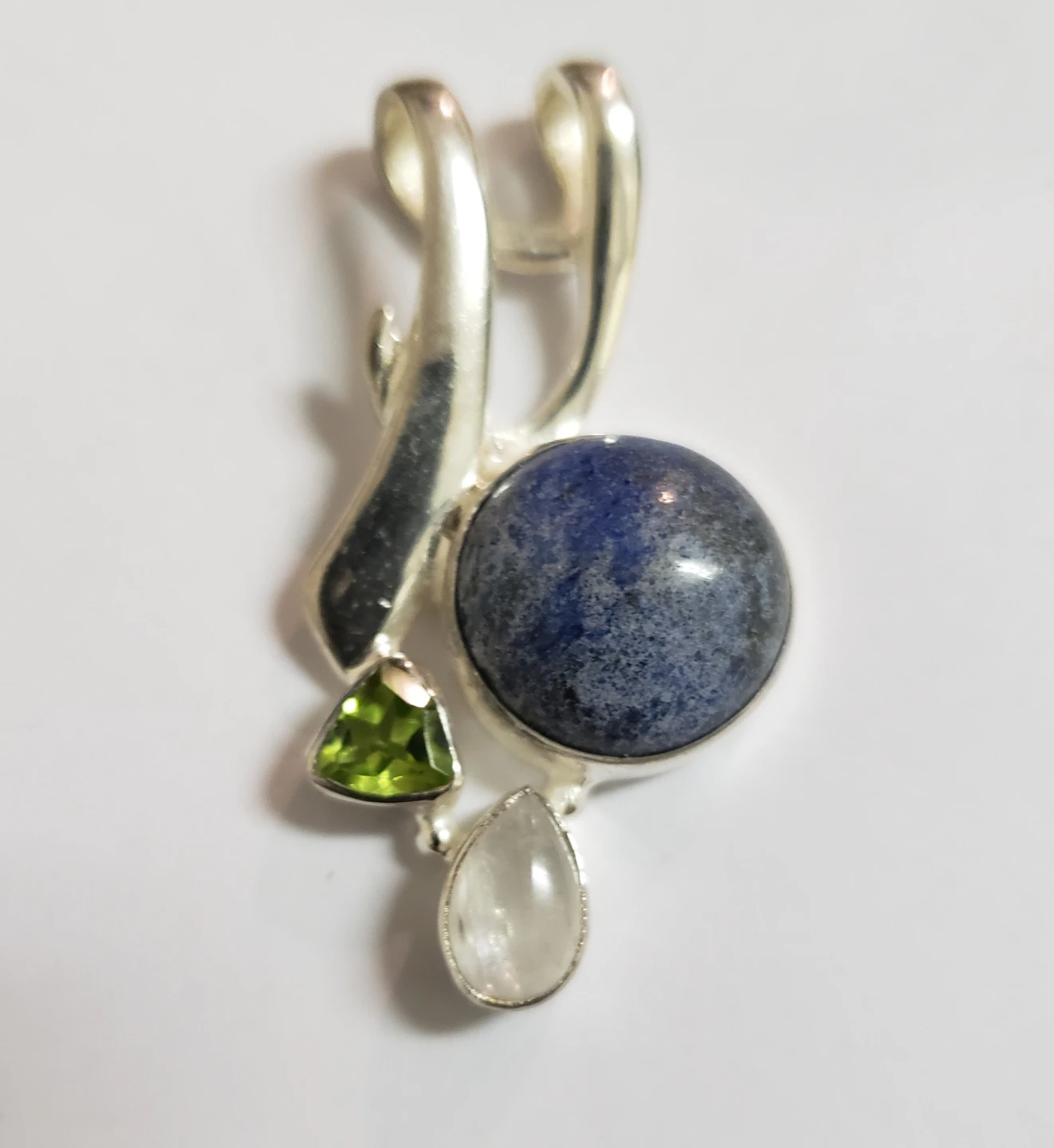 Sterling Silver Pendant with Lapis Lazuli and Peridot
