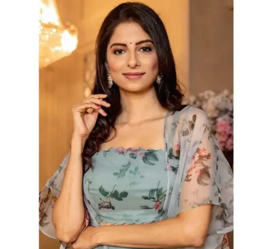 Floral Print Crop Top and Palazzo Pants with Sheer Cape - photo 2