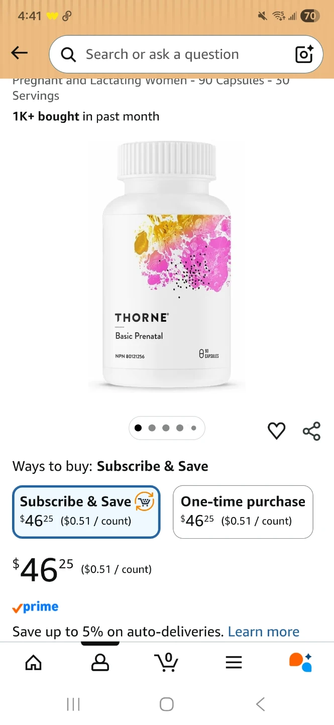 Thorne Prenatal Vitamin 90 capsules