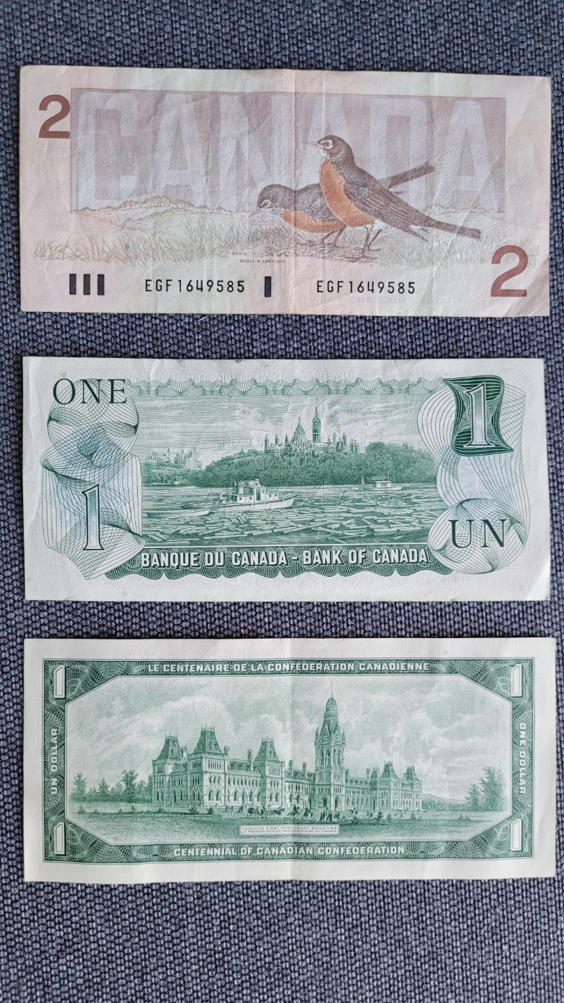 Canadian Banknotes - $1 and $2 Bills - photo 2
