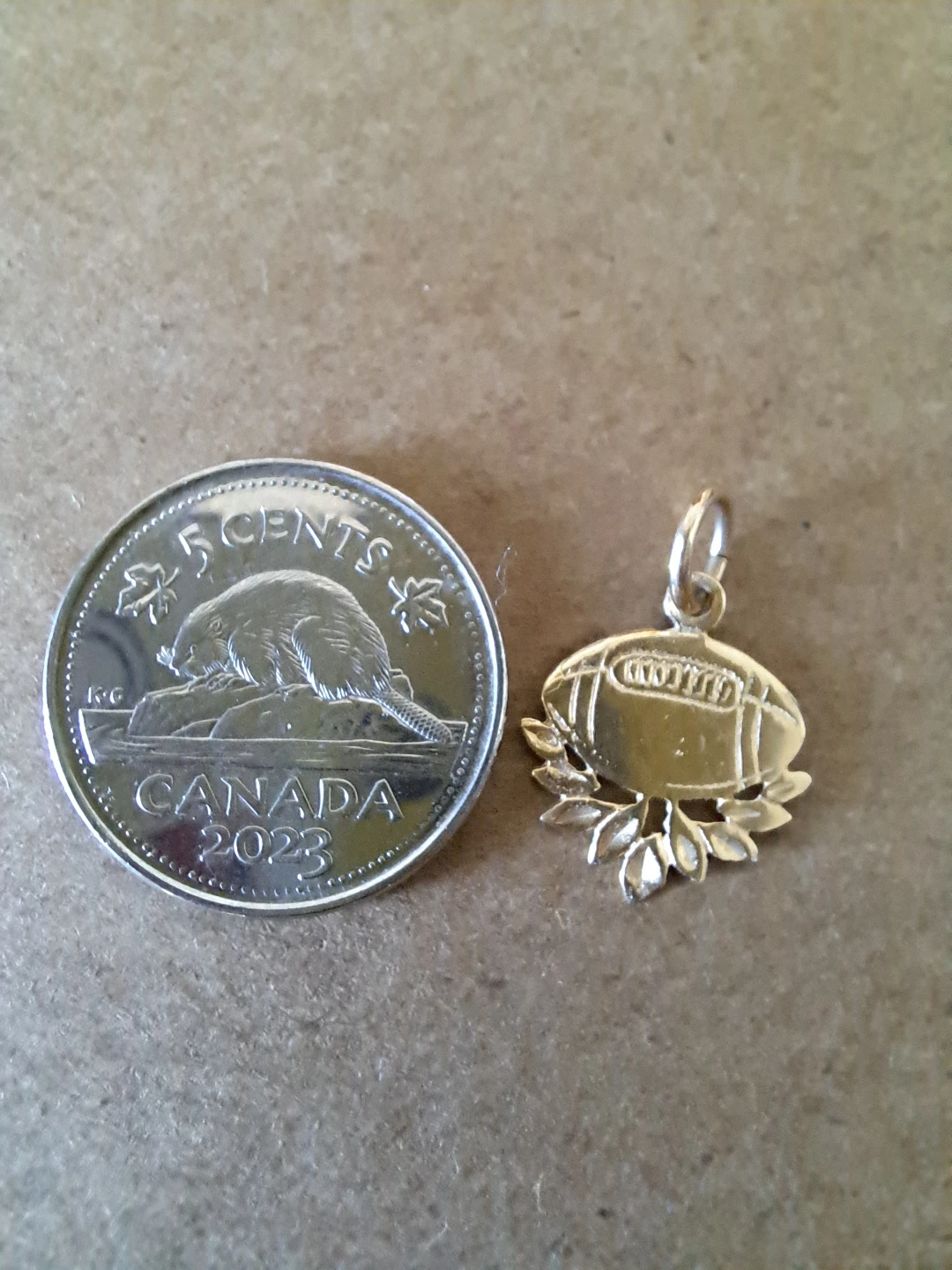 14k Gold Football Charm Pendant - photo 2