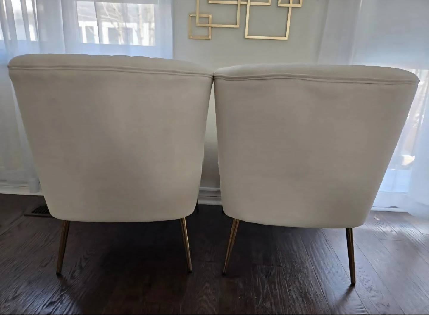 Cream Accent Chairs with Gold Legs - Set of 2 - photo 3