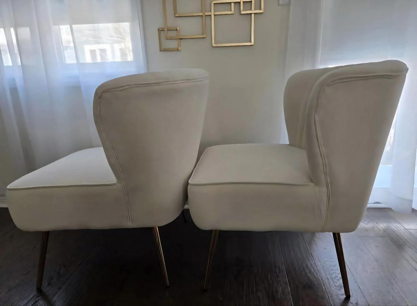 Cream Accent Chairs with Gold Legs - Set of 2 - photo 4