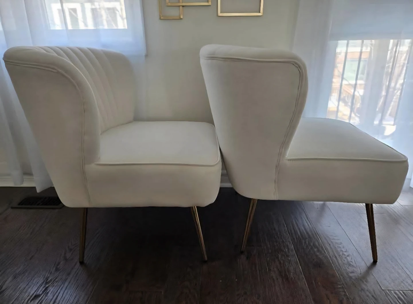 Cream Accent Chairs with Gold Legs - Set of 2 - photo 5