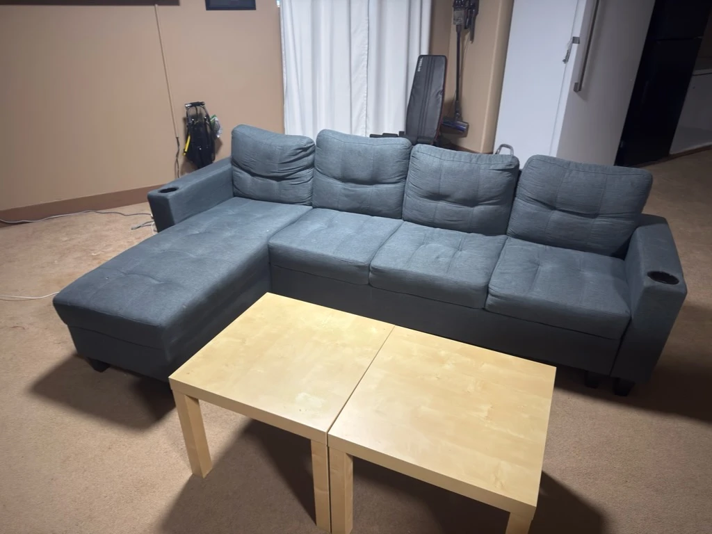 Grey Sectional Sofa with Cup Holders - photo 3