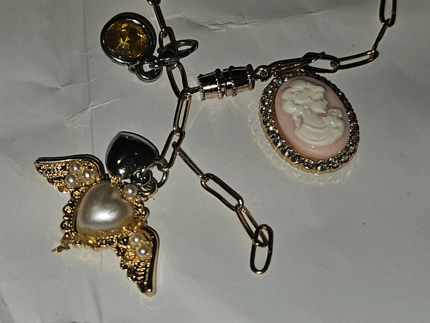 Charm Bracelet with Cameo and Angel