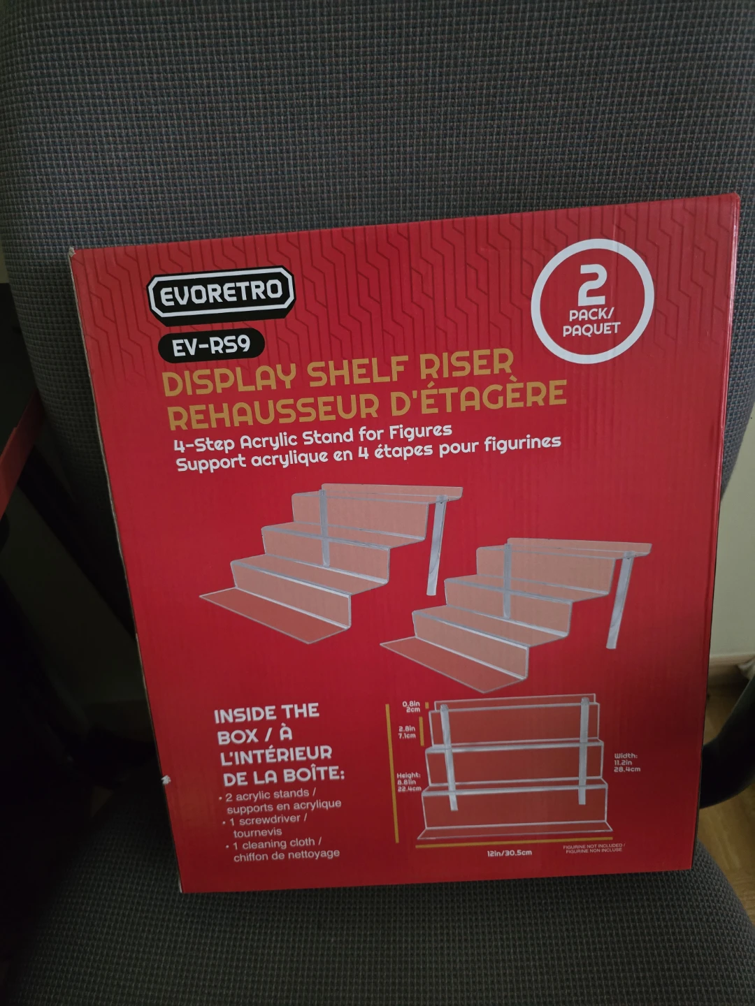 EVORETRO 4-Step Acrylic Display Shelf Riser (Pack of 2)