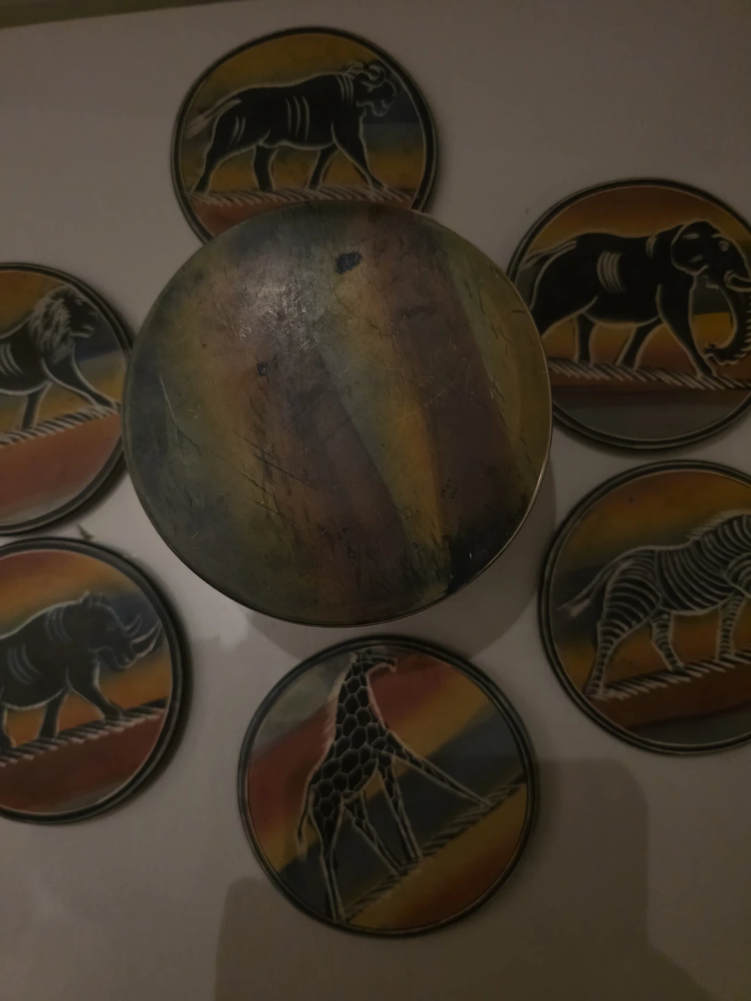 Set of 6 Soapstone Animal Print Coasters with Holder - photo 3