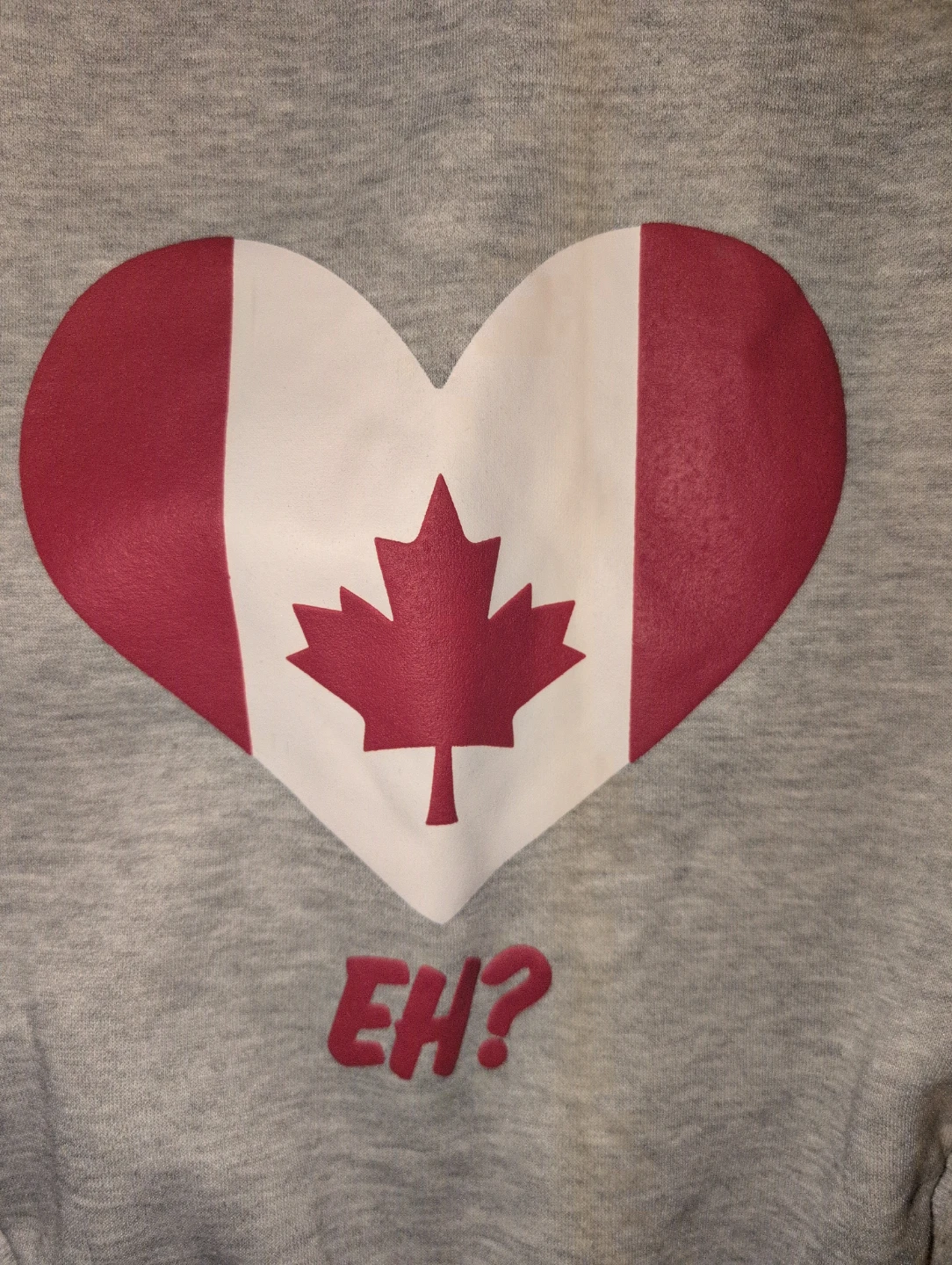 Grey Dog Hoodie with Canadian Flag Heart & "EH?" - photo 2