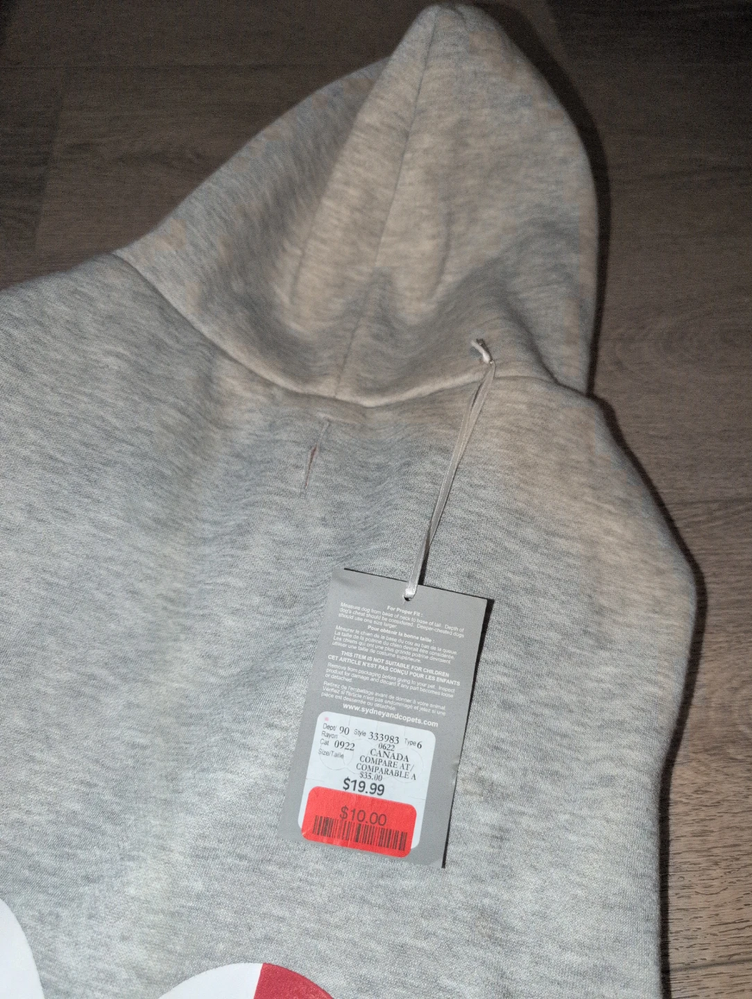Grey Dog Hoodie with Canadian Flag Heart & "EH?" - photo 3