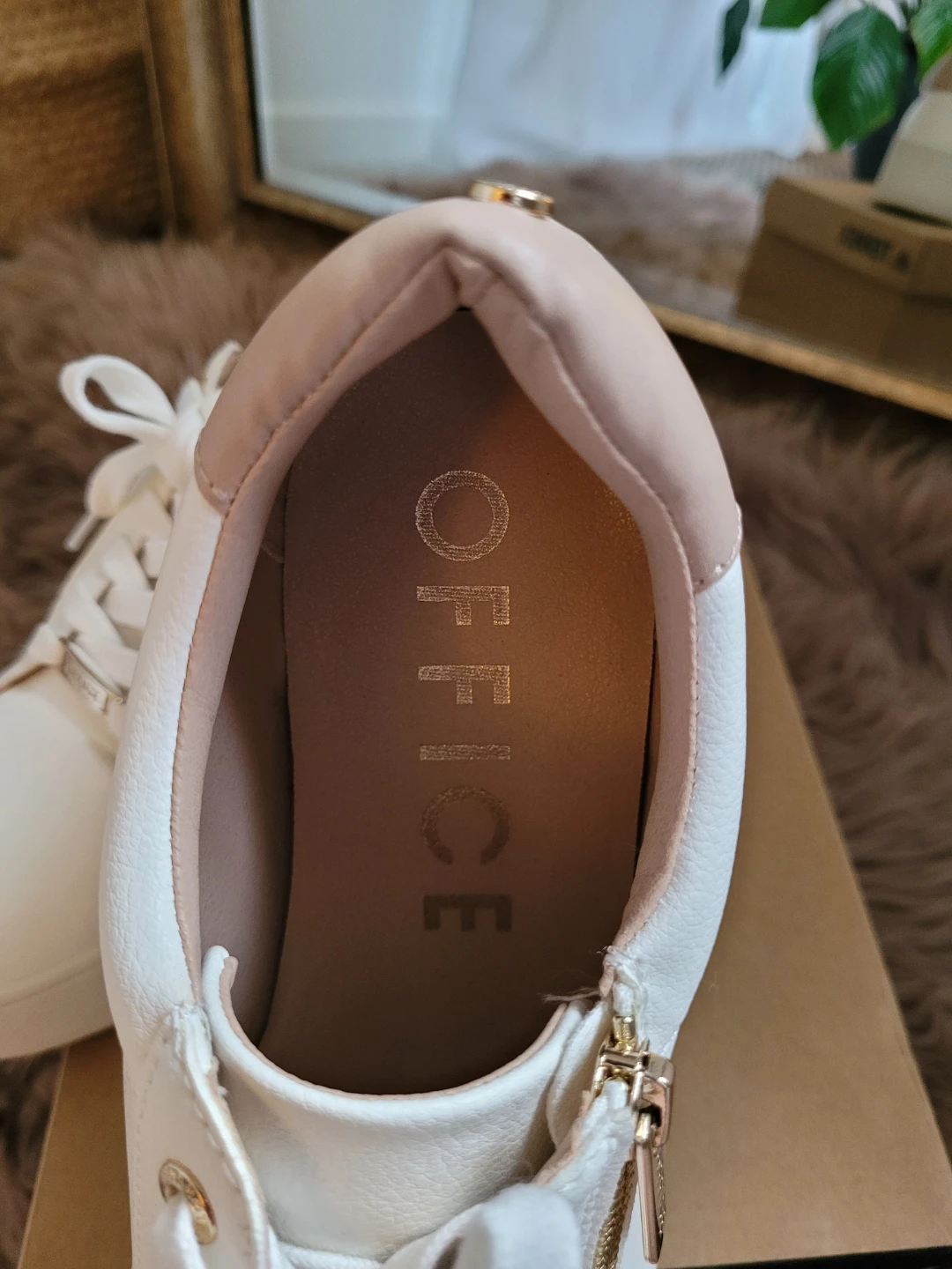 OFFICE White Faux Leather Zip Detail Sneakers - photo 5