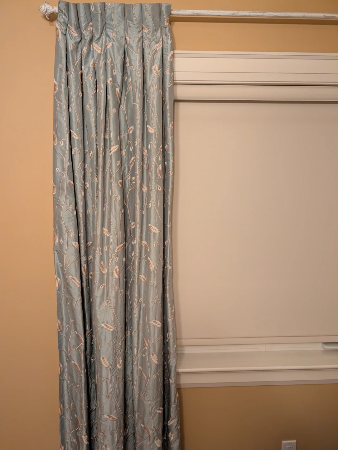 Embroidered Blue Curtain Panels
