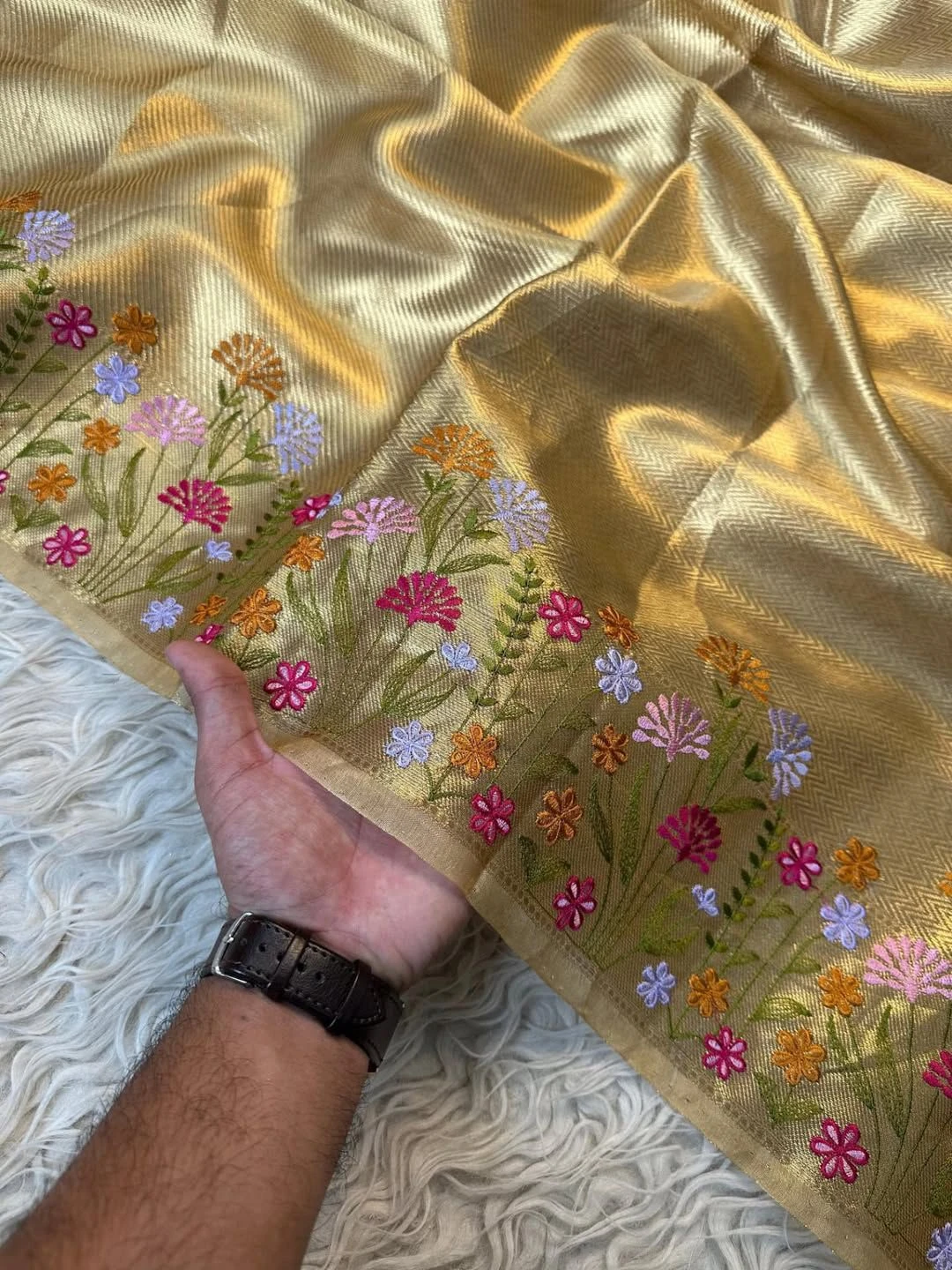 Banarasi Tissue Saree with Embroidery Border