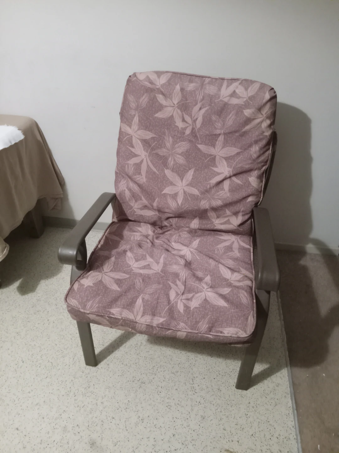 Two Floral Padded Patio Armchairs