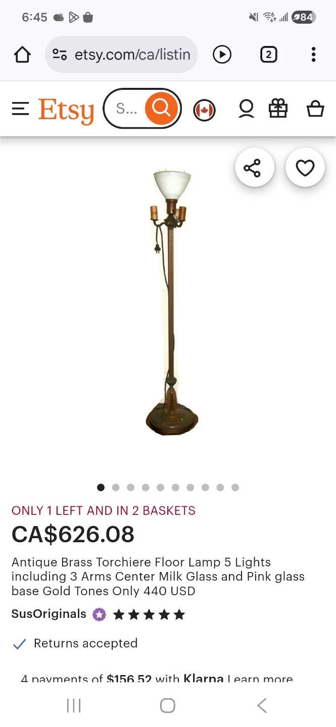 Vintage Brass Torchiere Floor Lamp with 3 Arms. - photo 2