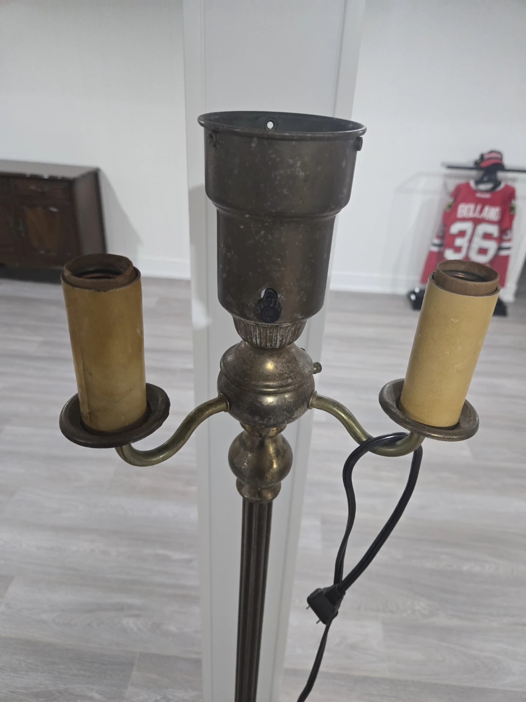 Vintage Brass Torchiere Floor Lamp with 3 Arms. - photo 3