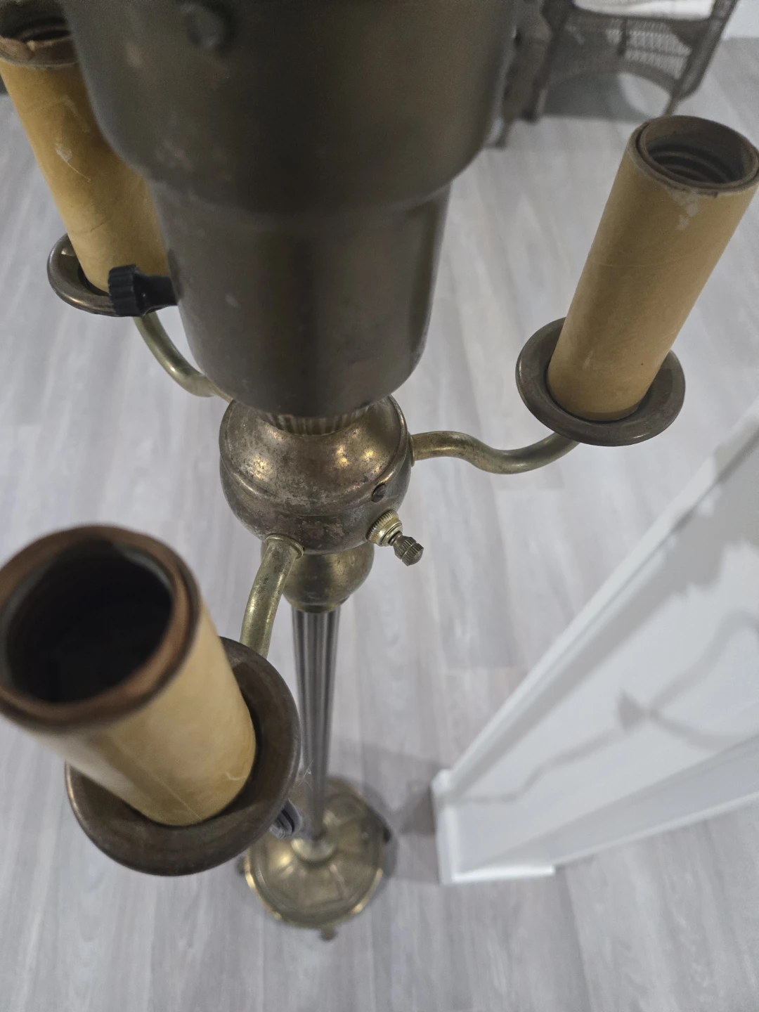 Vintage Brass Torchiere Floor Lamp with 3 Arms. - photo 5