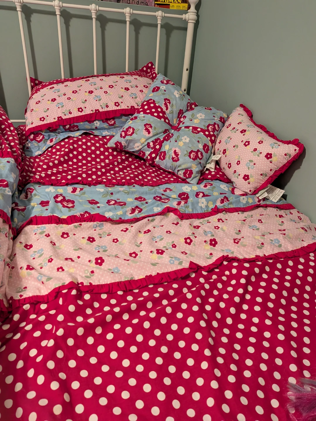 Children's Bedding Set - Floral & Polka Dot