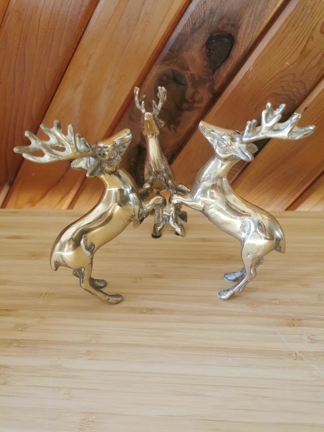Vintage Brass Trio of Reindeers