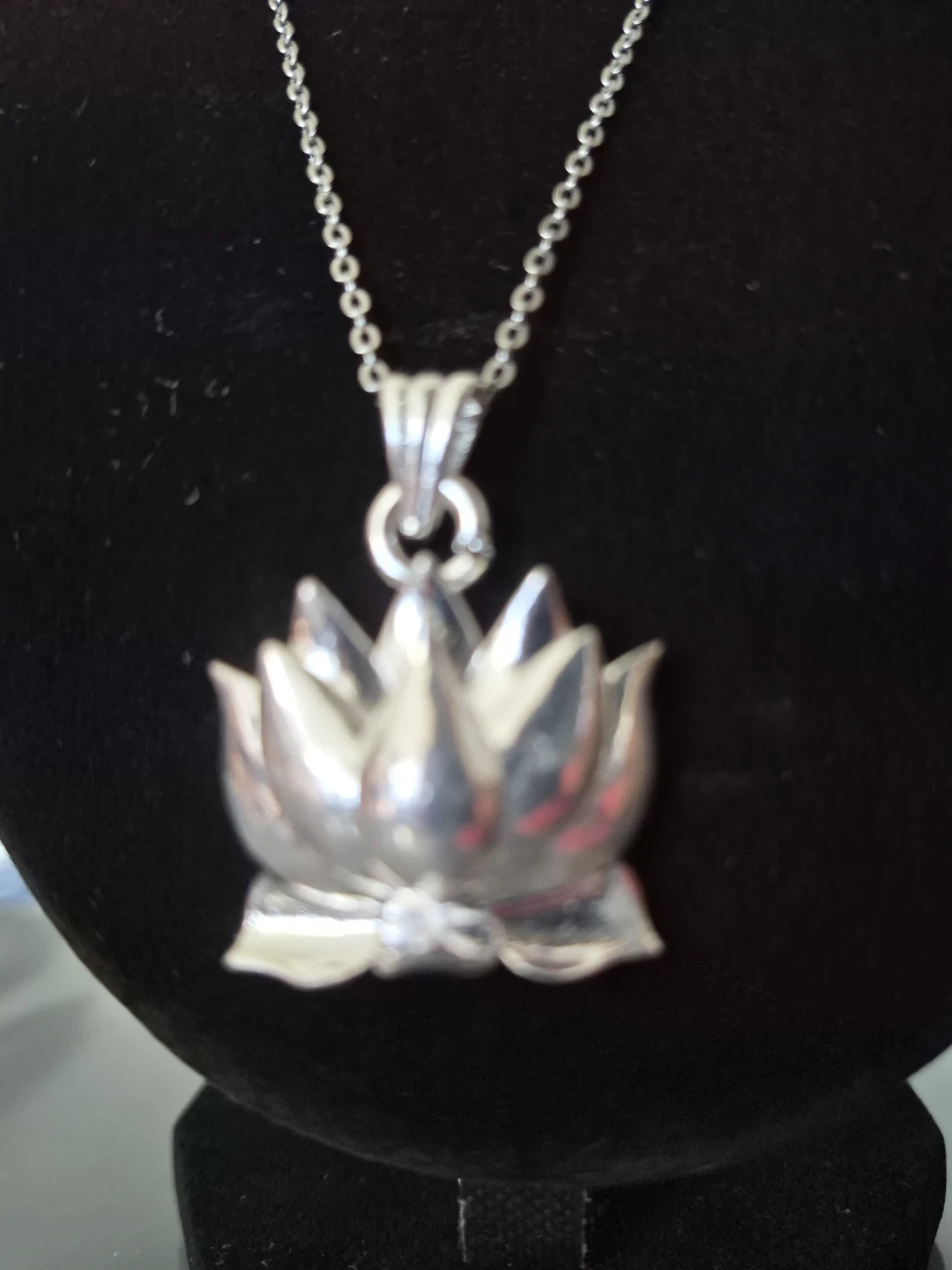 Sterling Silver Lotus Flower Pendant Necklace - photo 2
