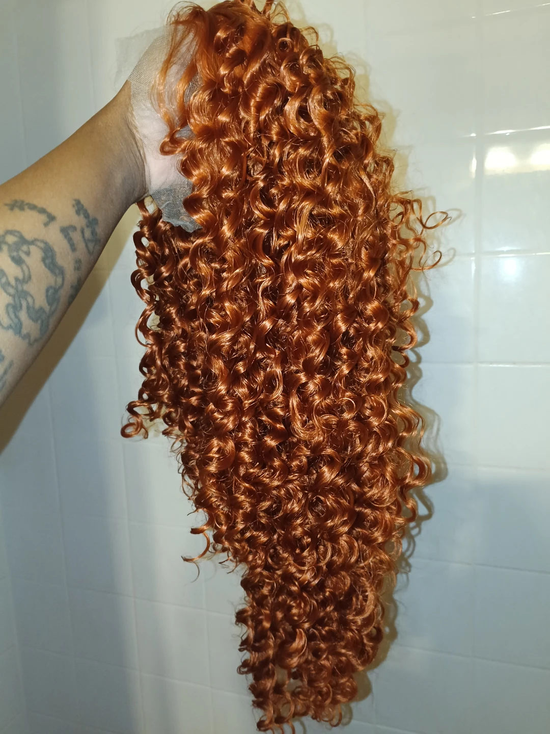 New!Copper Red Curly Wig Long Deep Wave Synthetic Lace Front - photo 3