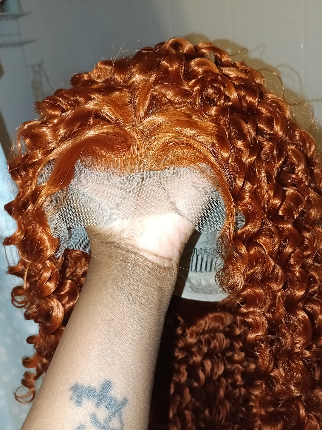 New!Copper Red Curly Wig Long Deep Wave Synthetic Lace Front - photo 4