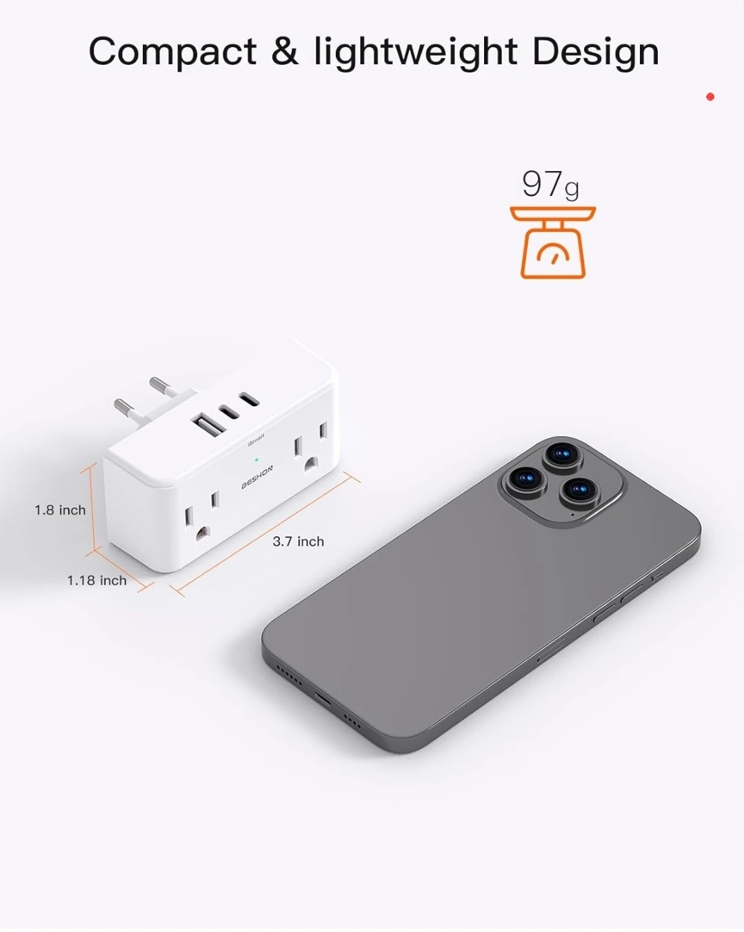 2 Pack 7-in-1 European Travel Plug Adapter with 4 Outlets - photo 3