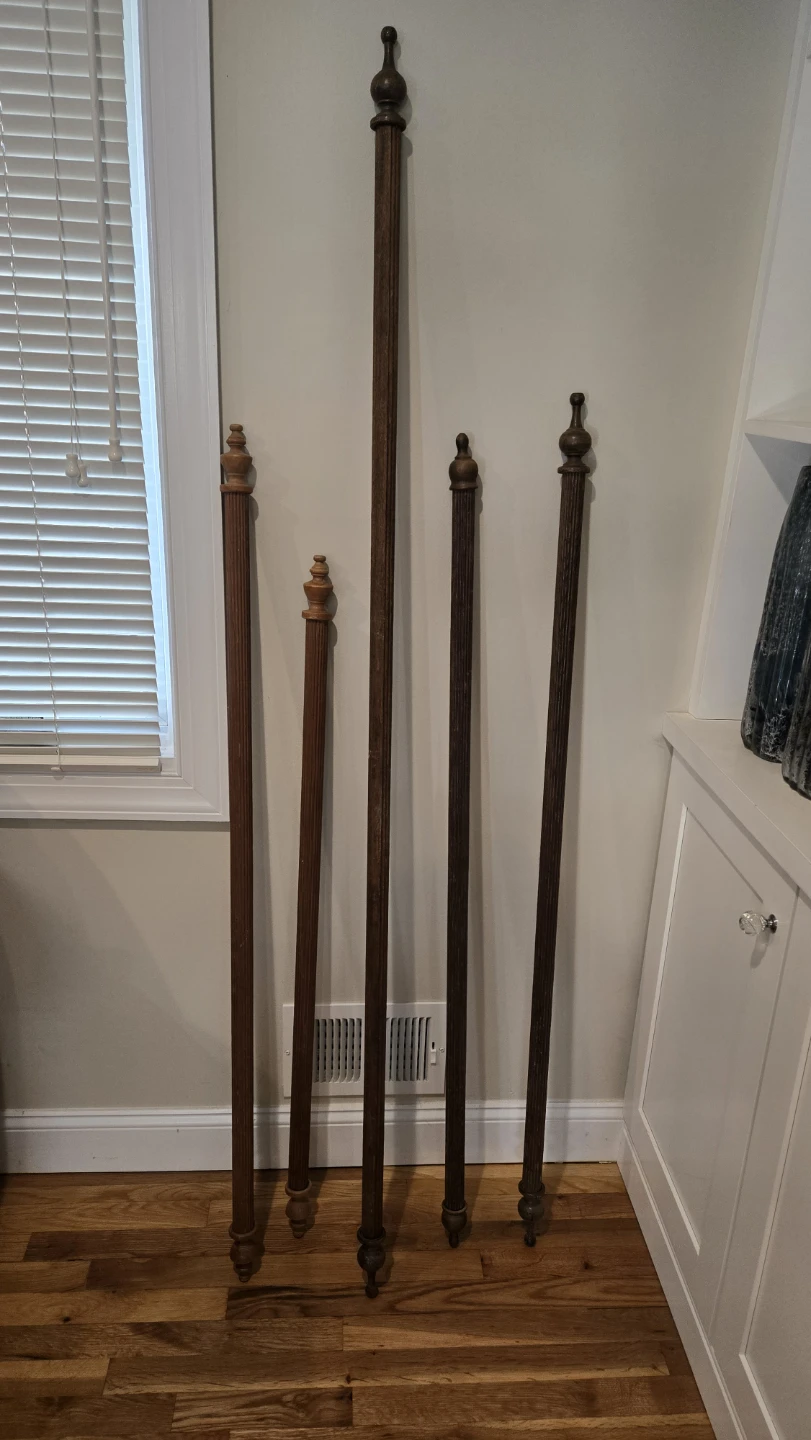 Vintage Wood Curtain Rods With All Accessories - photo 3
