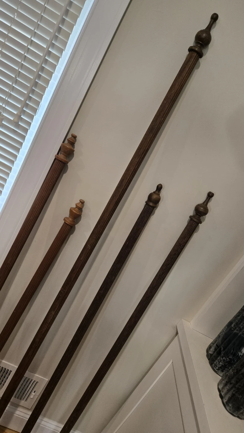 Vintage Wood Curtain Rods With All Accessories - photo 4