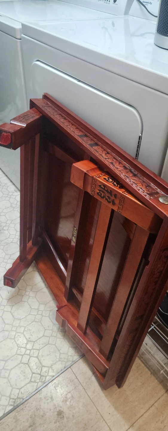 Wooden End Table with Carvings - photo 2