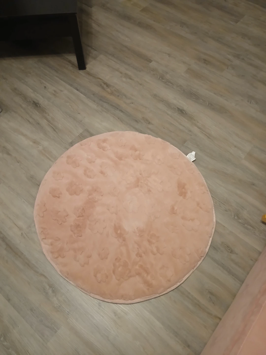 Round Pink Plush tummy time mat with Floral Embossing