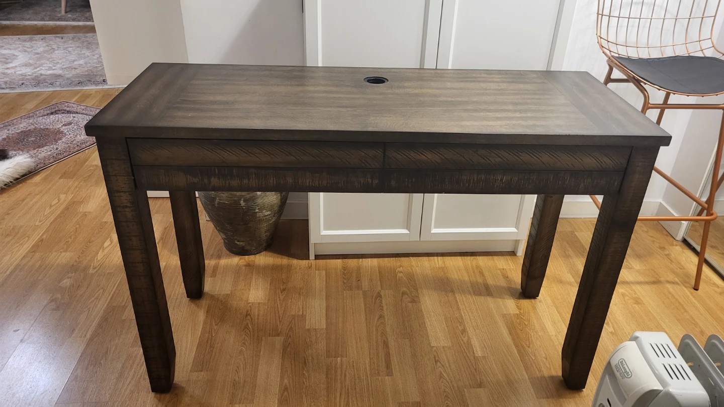 Dark Wood Desk with Cable Hole and Drawer - photo 3