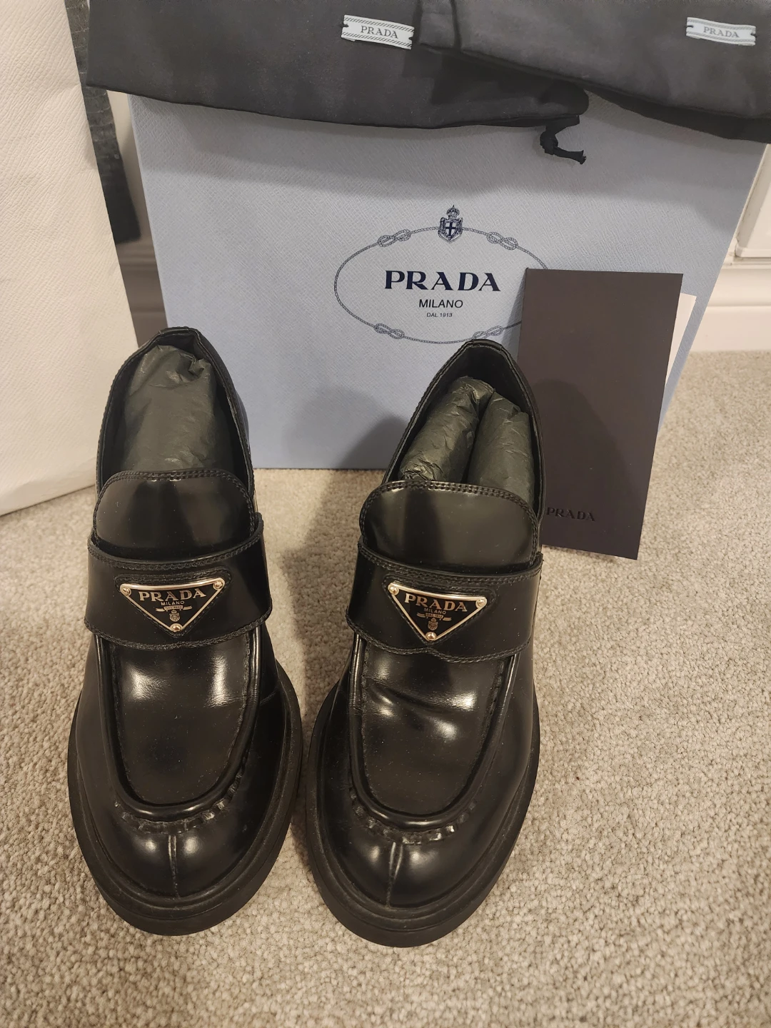 Prada Black Leather Loafer Heels - photo 2