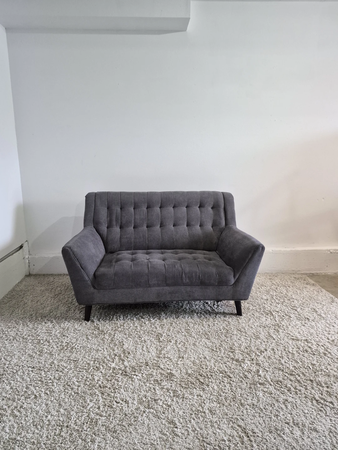 Small Gray MCM 2 Seater Loveseat Sofa Couch
