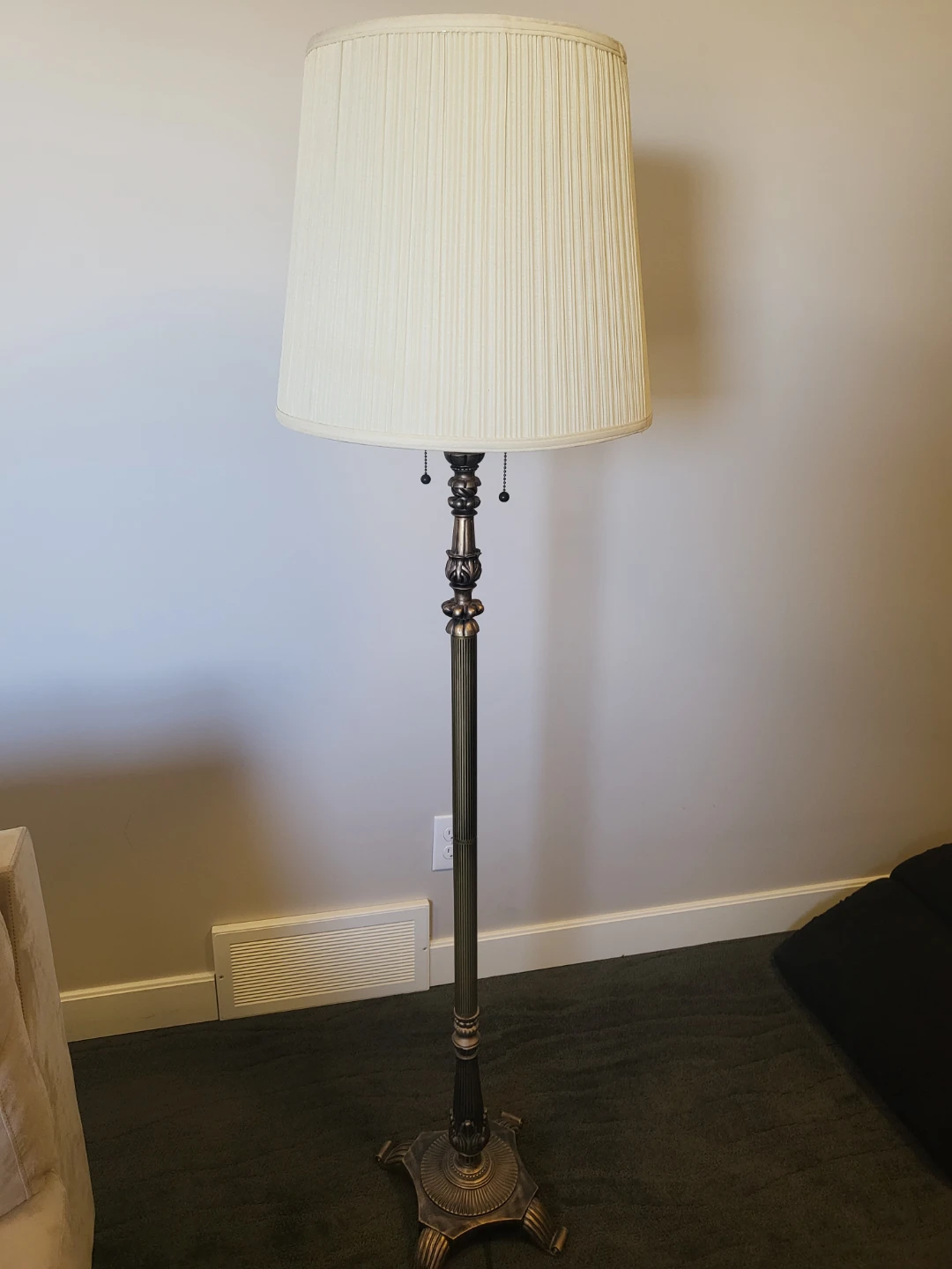 Vintage Floor Lamp with Pleated Shade