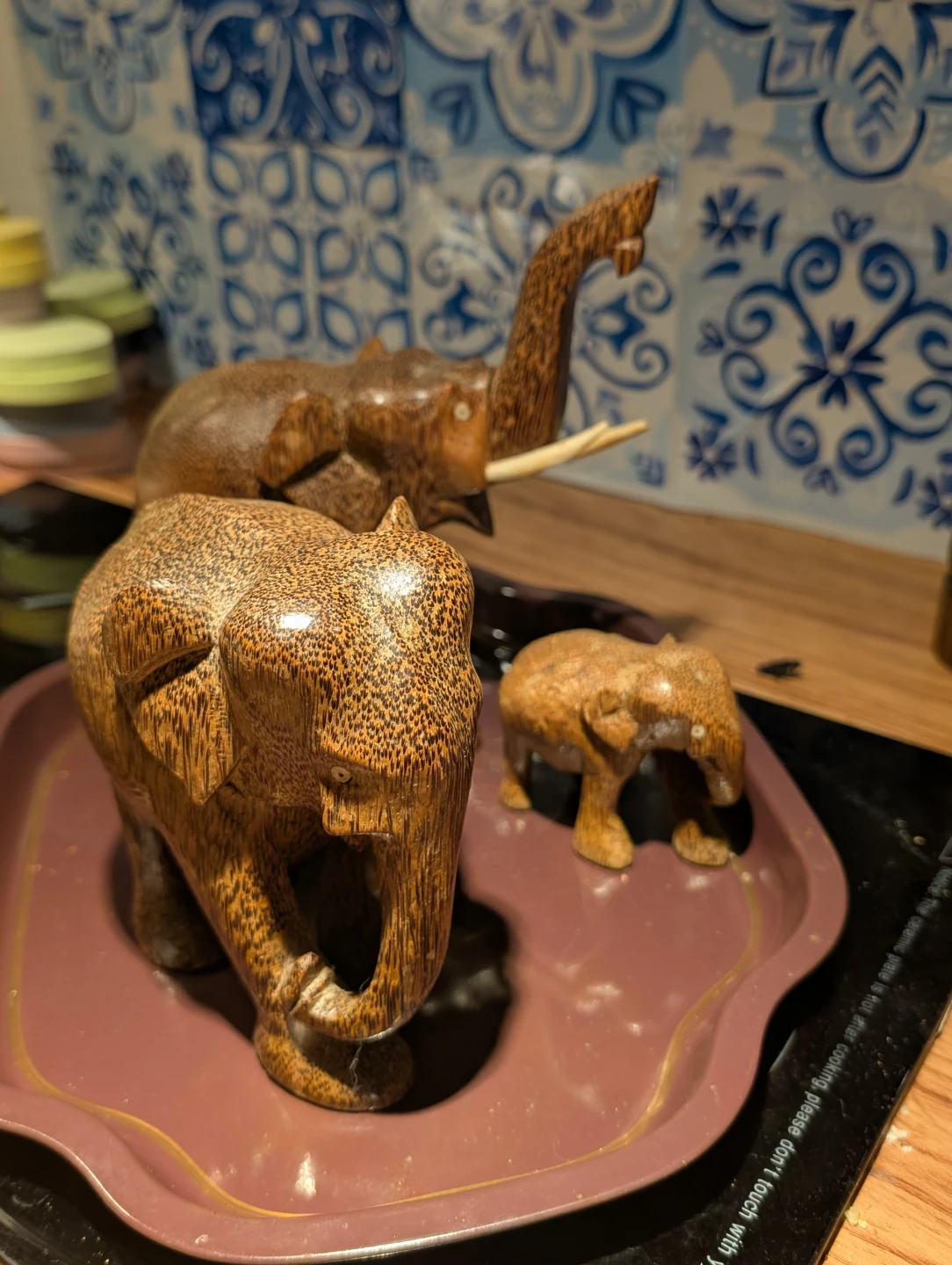Wooden Elephant Figurines (Set of 3) - photo 2