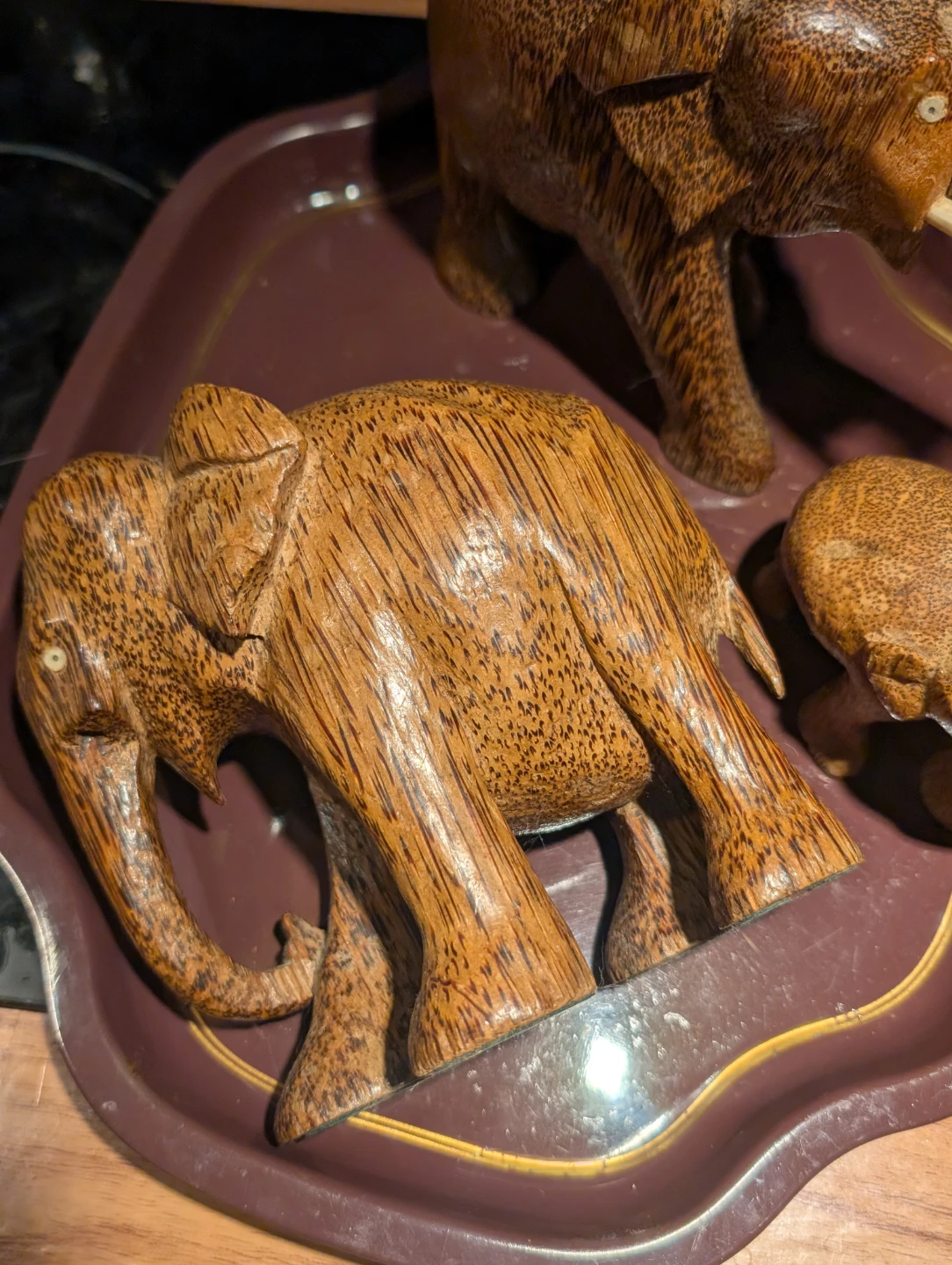 Wooden Elephant Figurines (Set of 3) - photo 3