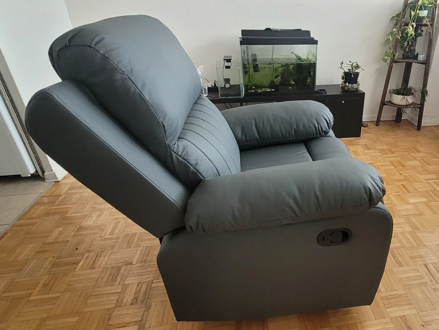 Grey Faux Leather Recliner Chair - photo 4