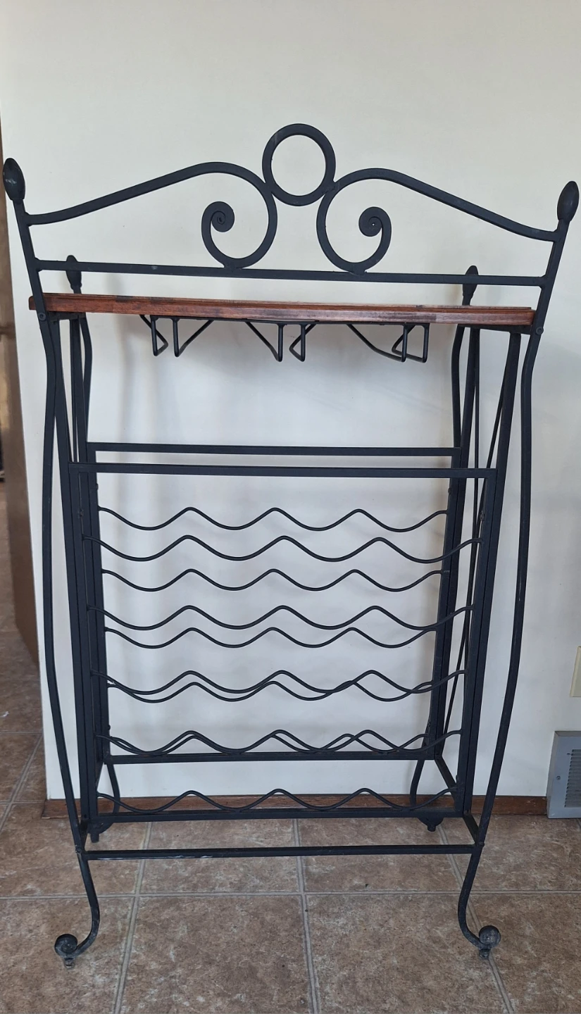 Wrought Iron Wine Rack with Wood Top - photo 2