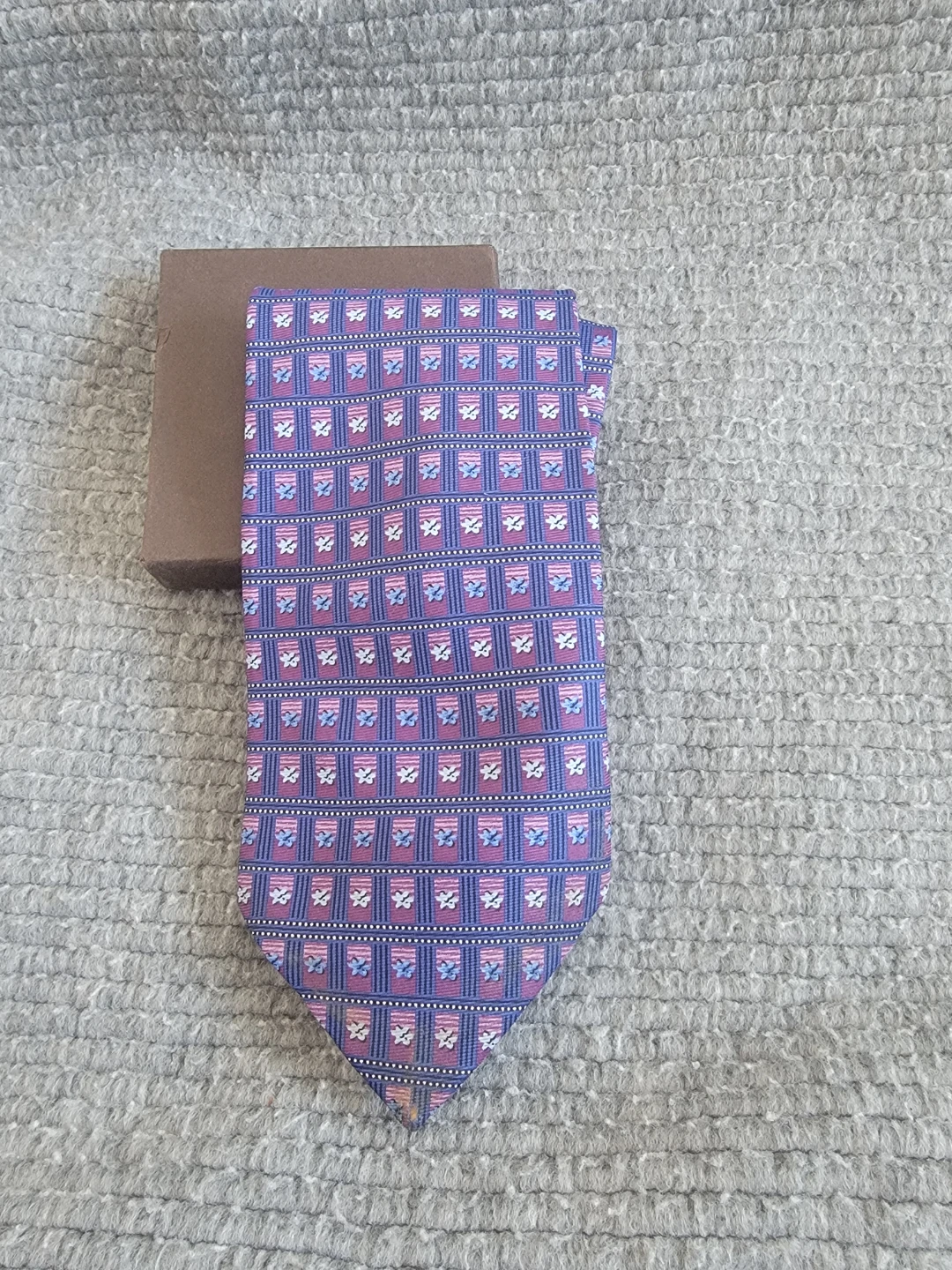 Men's Blue Patterned Silk Tie - photo 2