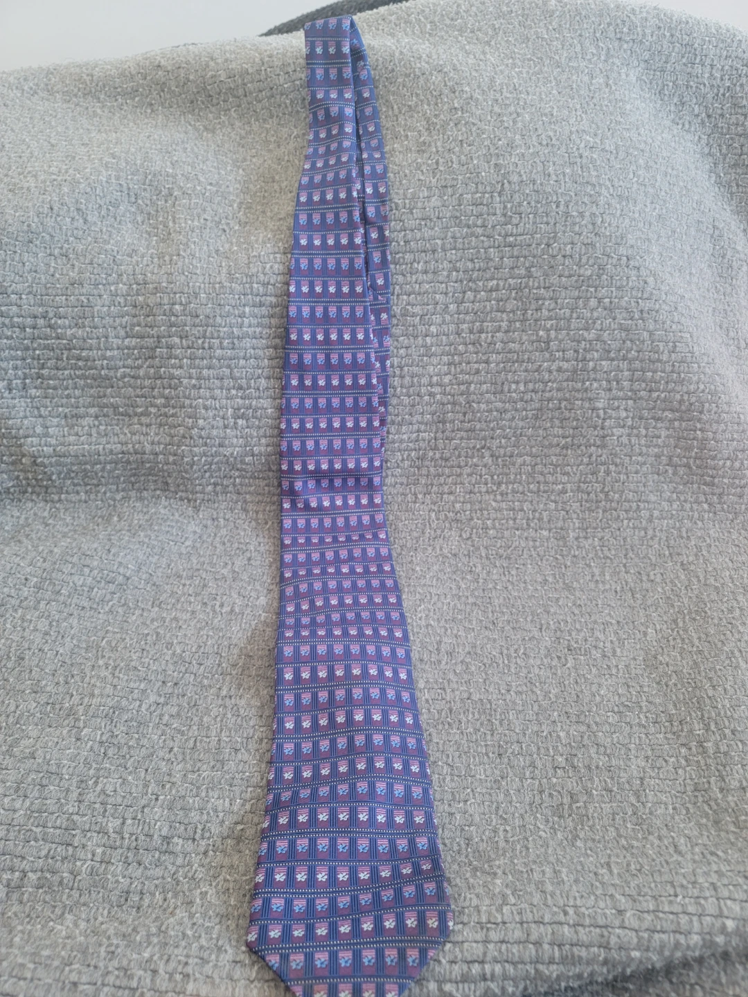 Men's Blue Patterned Silk Tie - photo 3